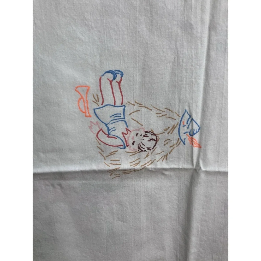 Vintage Nursery Rhyme Fabric Quilt Unfinished Embroidery Humpty Dumpty &‎ More